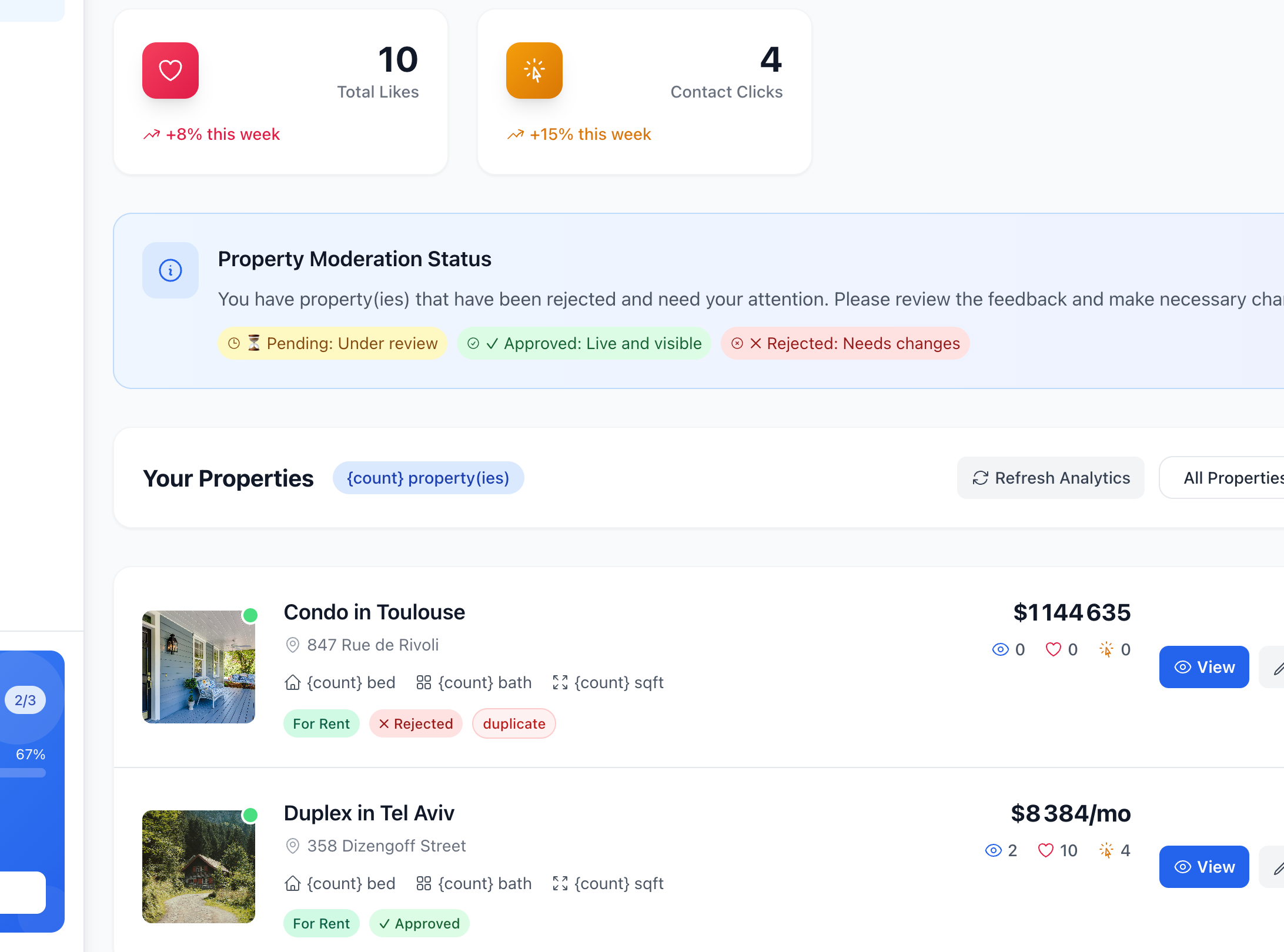 Dashboard Analytics Interface